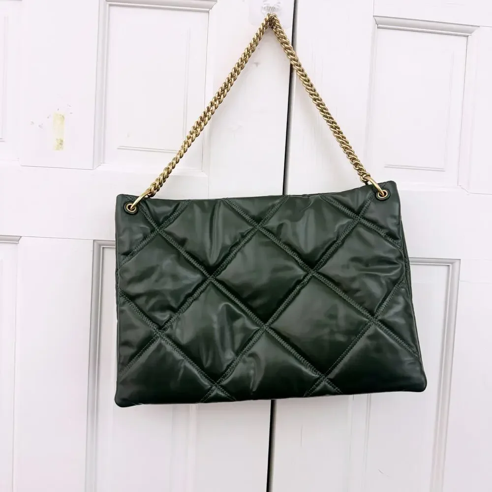 Tory Burch Kira Diamond Quilted Leather Hobo Bag in Green